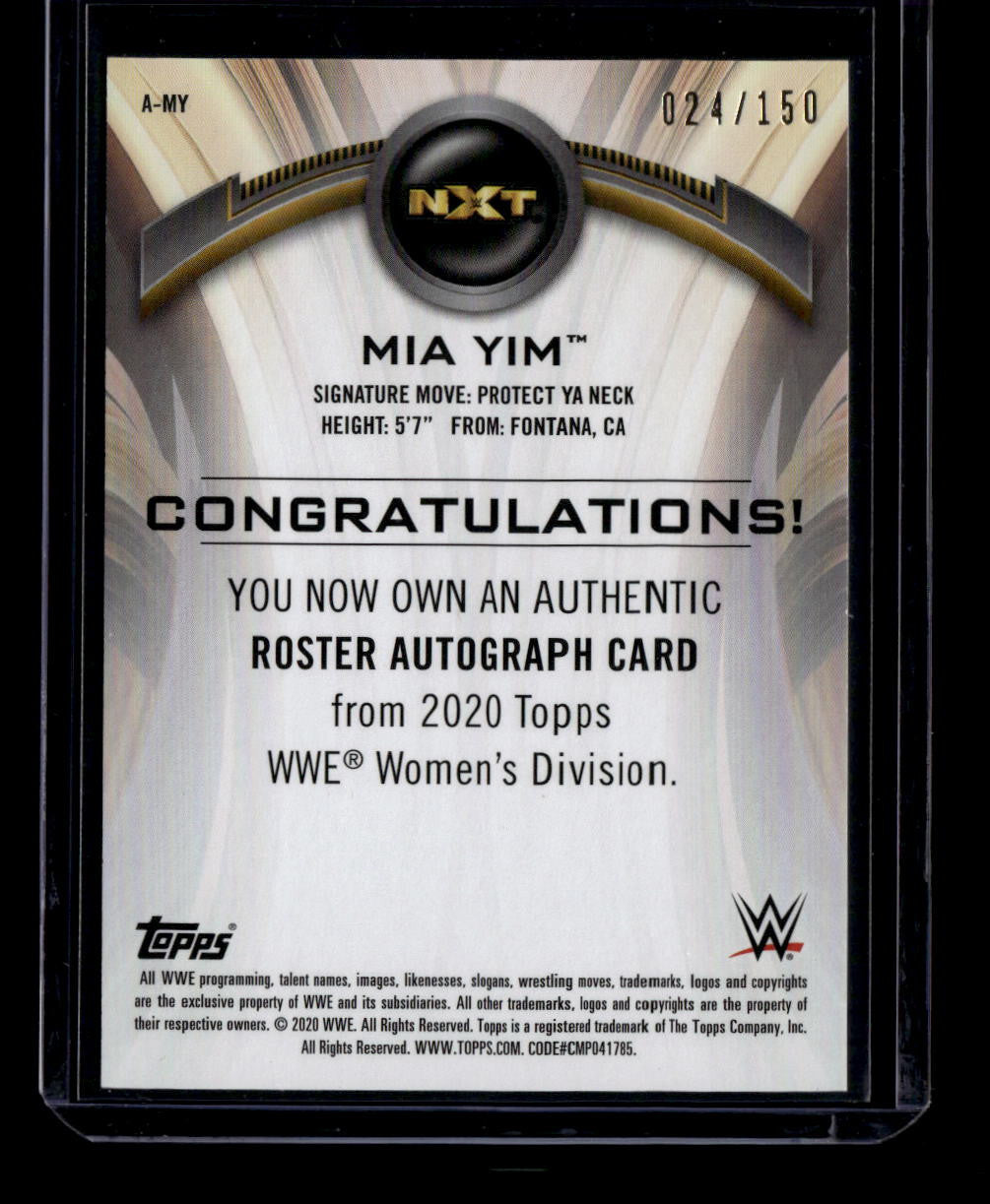 2020 Topps WWE Women's Division Autographs Pink AMY Mia Yim Auto 24/150