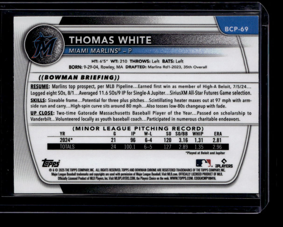 2025 Bowman Chrome Prospects Purple RayWave Refractor Thomas White RC 127/250