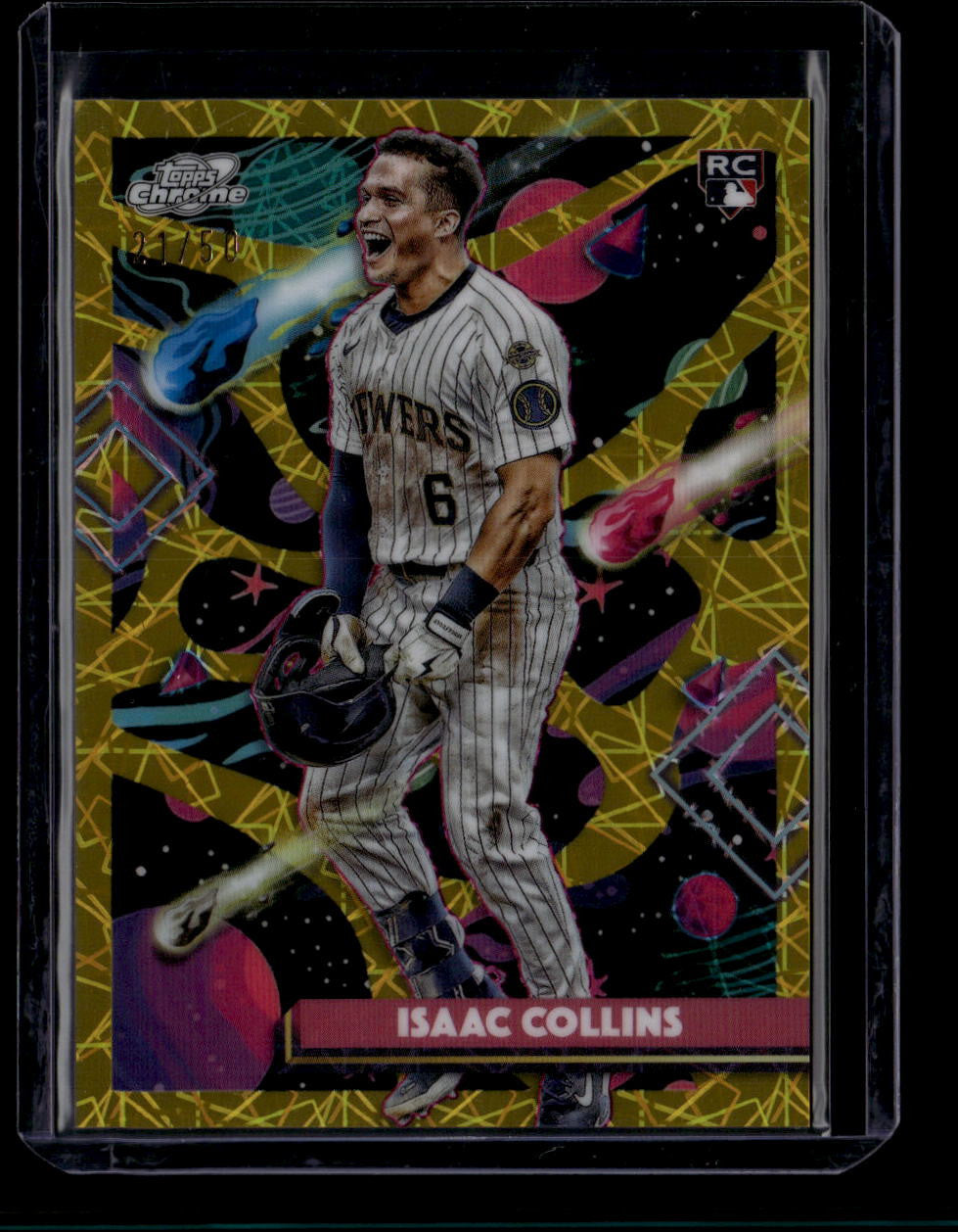 2025 Topps Cosmic Chrome Gold Interstellar Refractor 51 Isaac Collins RC 21/50