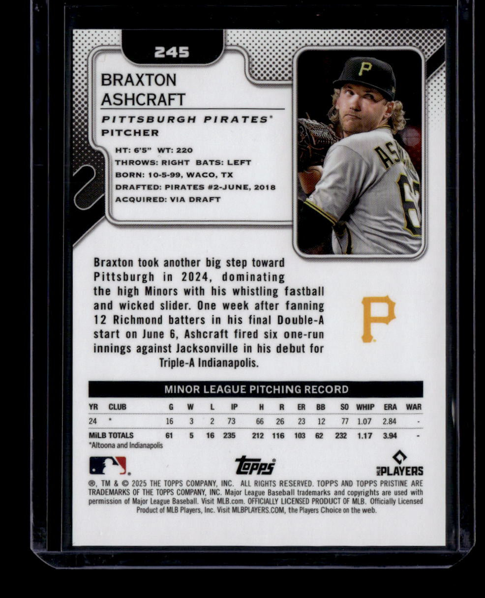 2025 Topps Pristine Gold Refractor 245 Braxton Ashcraft Rookie 27/50