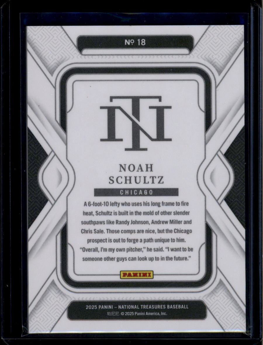 2025 Panini National Treasures Emerald 18 Noah Schultz Rookie 10/13