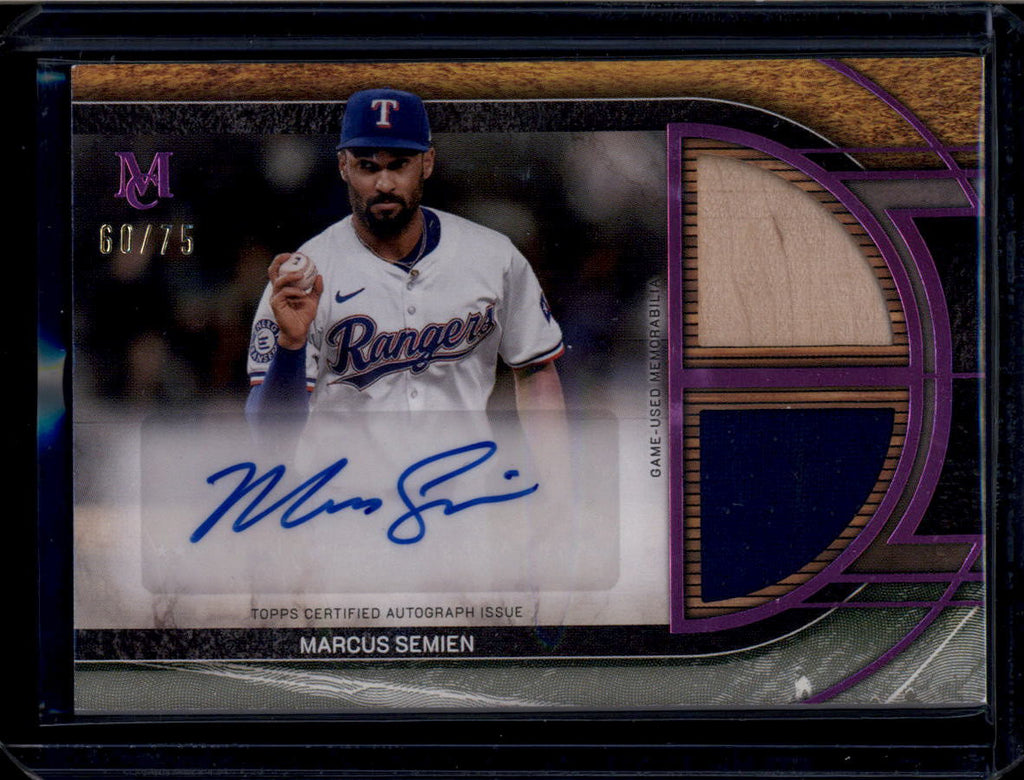 2025 Topps Museum Signature Swatches Marcus Semien Dual Bat Jersey Auto 60/75
