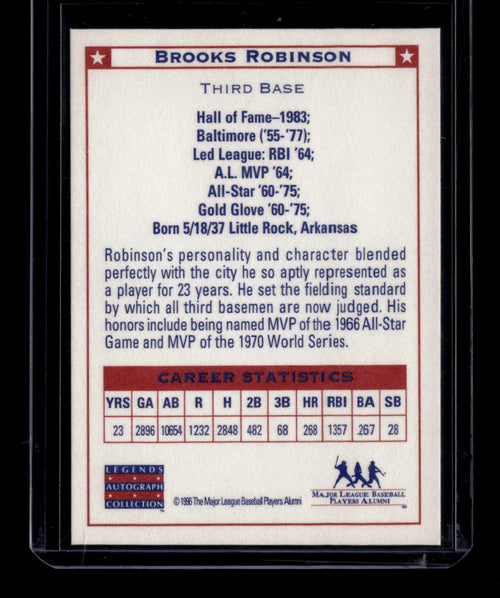 1996 Major League Players Alumni Legends Autograph NNO Brooks Robinson Auto