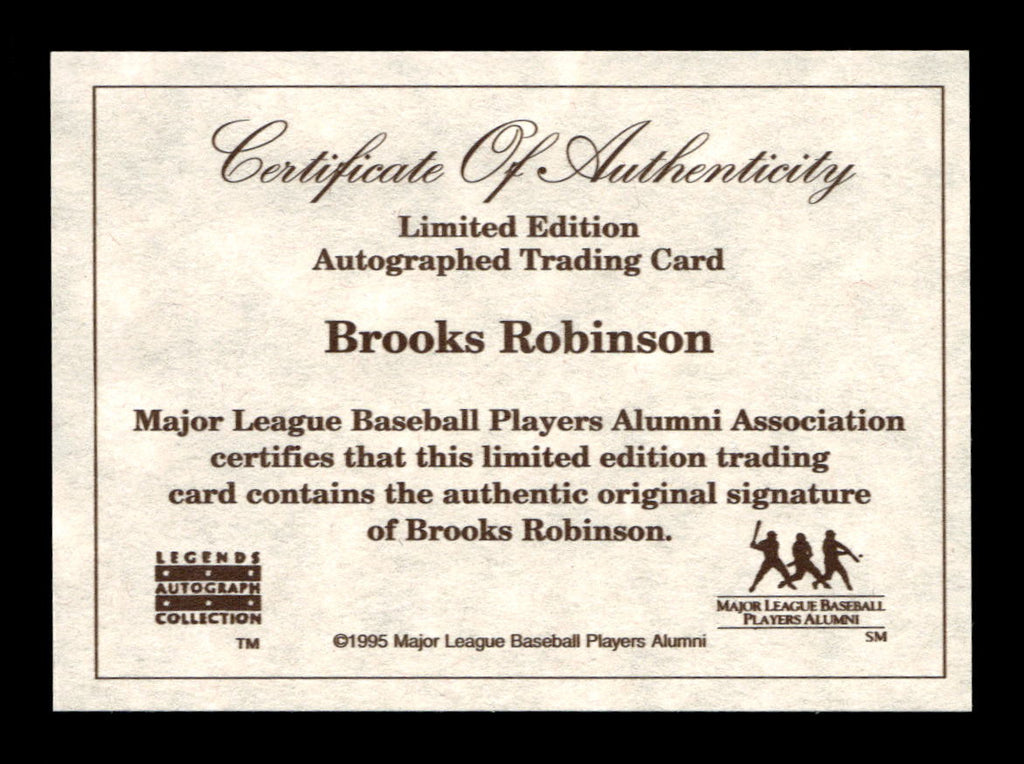 1996 Major League Players Alumni Legends Autograph NNO Brooks Robinson Auto