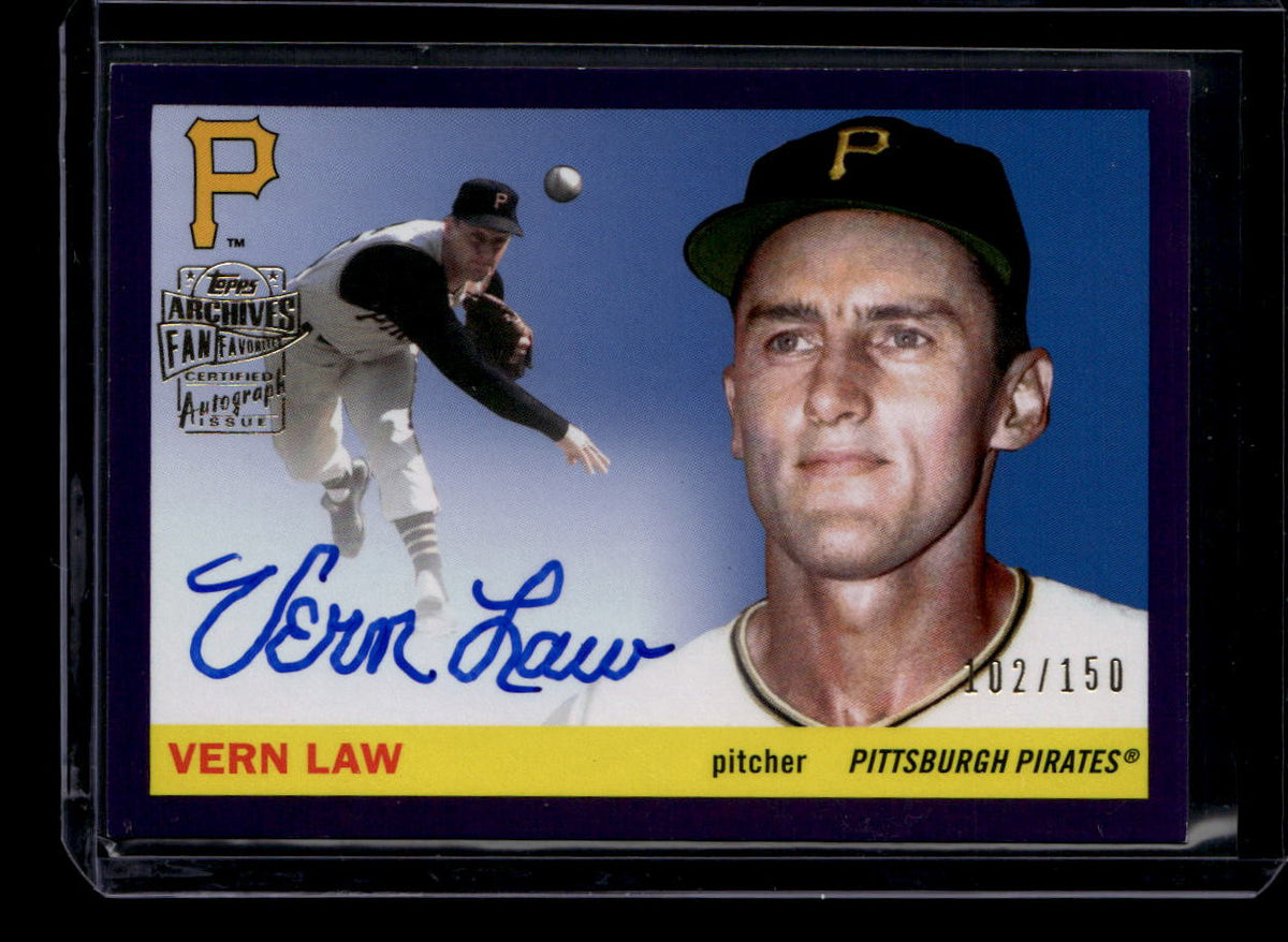 2020 Topps Archives Fan Favorites Autographs Purple FFAVL Vern Law Auto 102/150