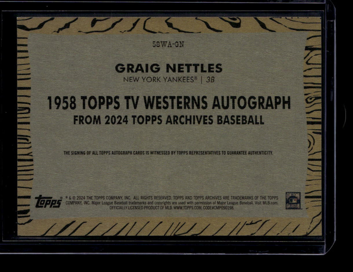 2024 Topps Archives '58 Topps TV Westerns Autographs 58wagn Graig Nettles Auto