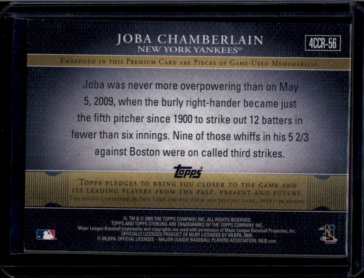 2009 Topps Sterling Career Chronicles Relics 56 Joba Chamberlain Quad Jersey /25