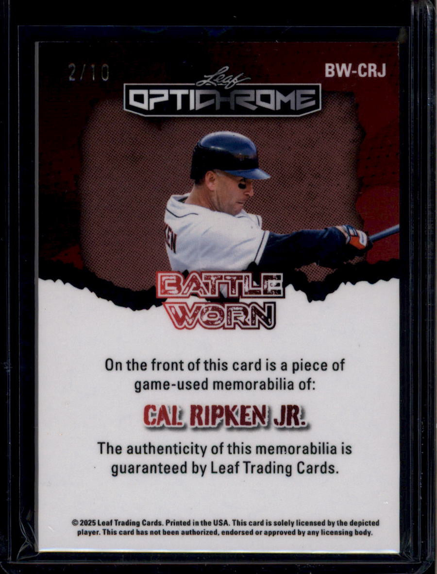 SOLD 183881 2025 Leaf Optichrome Battle Worn Silver Lava BWCRJ Cal Ripken Jr. Jersey 2/10