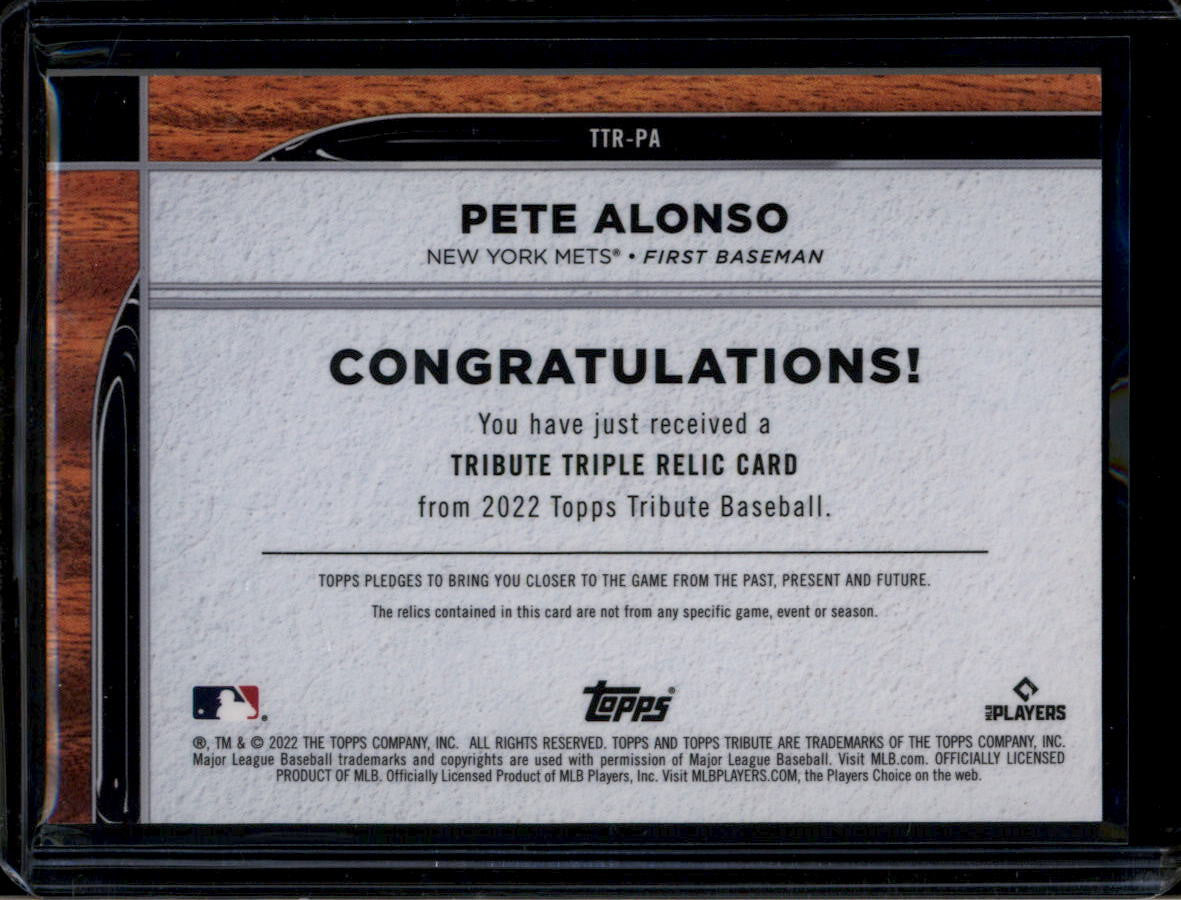 2022 Topps Tribute Relics Purple TTRPA Pete Alonso Triple Bat Jersey 16/50
