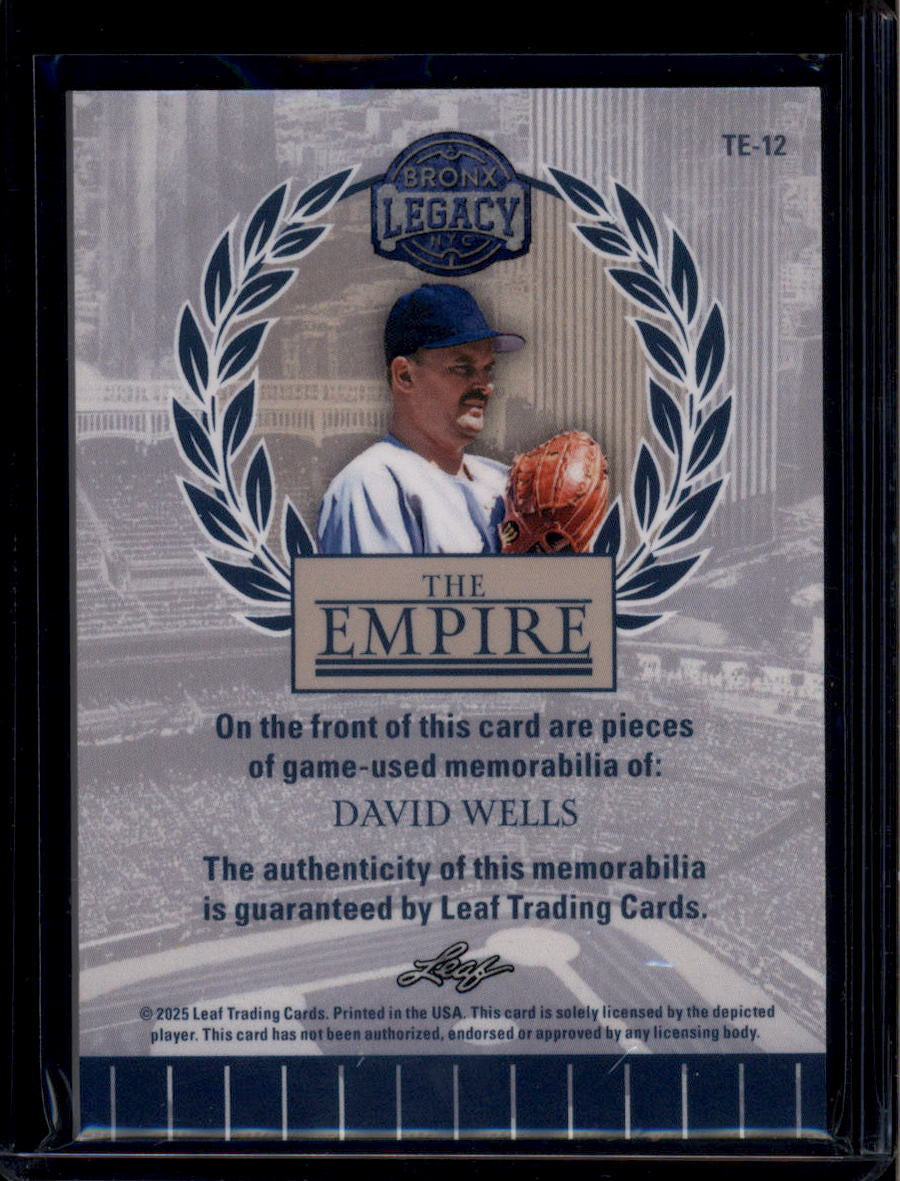 SOLD 183885 2025 Leaf A Bronx Legacy The Empire Memorabilia te12 David Wells Dual Jersey 7/9