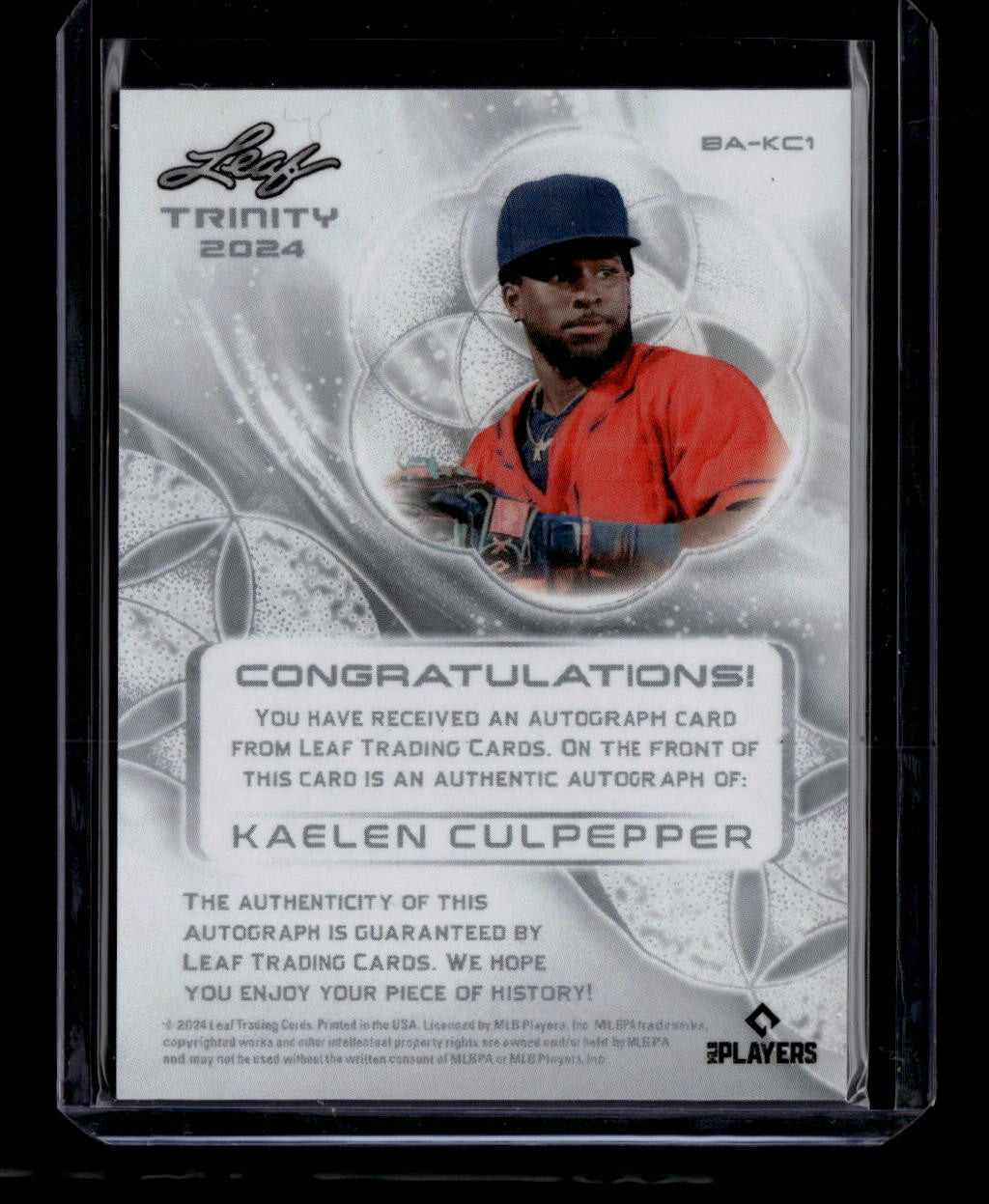 2024 Leaf Trinity Autographs Platinum bakc1 Kaelen Culpepper Rookie Auto 38/49