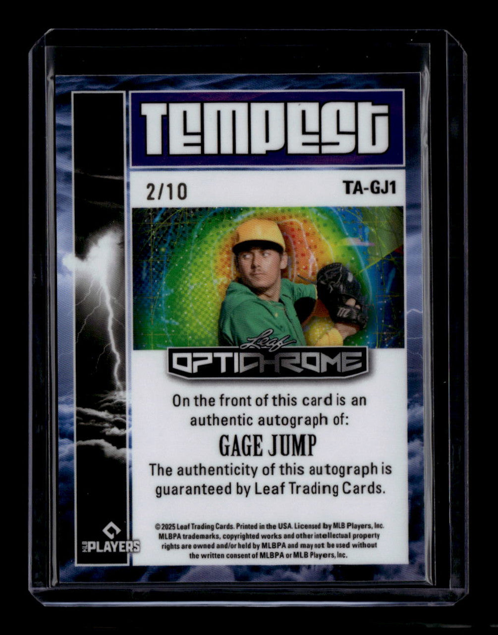 SOLD 183905 2025 Leaf Optichrome Tempest Silver Lazer tagj1 Gage Jump Rookie Auto 2/10