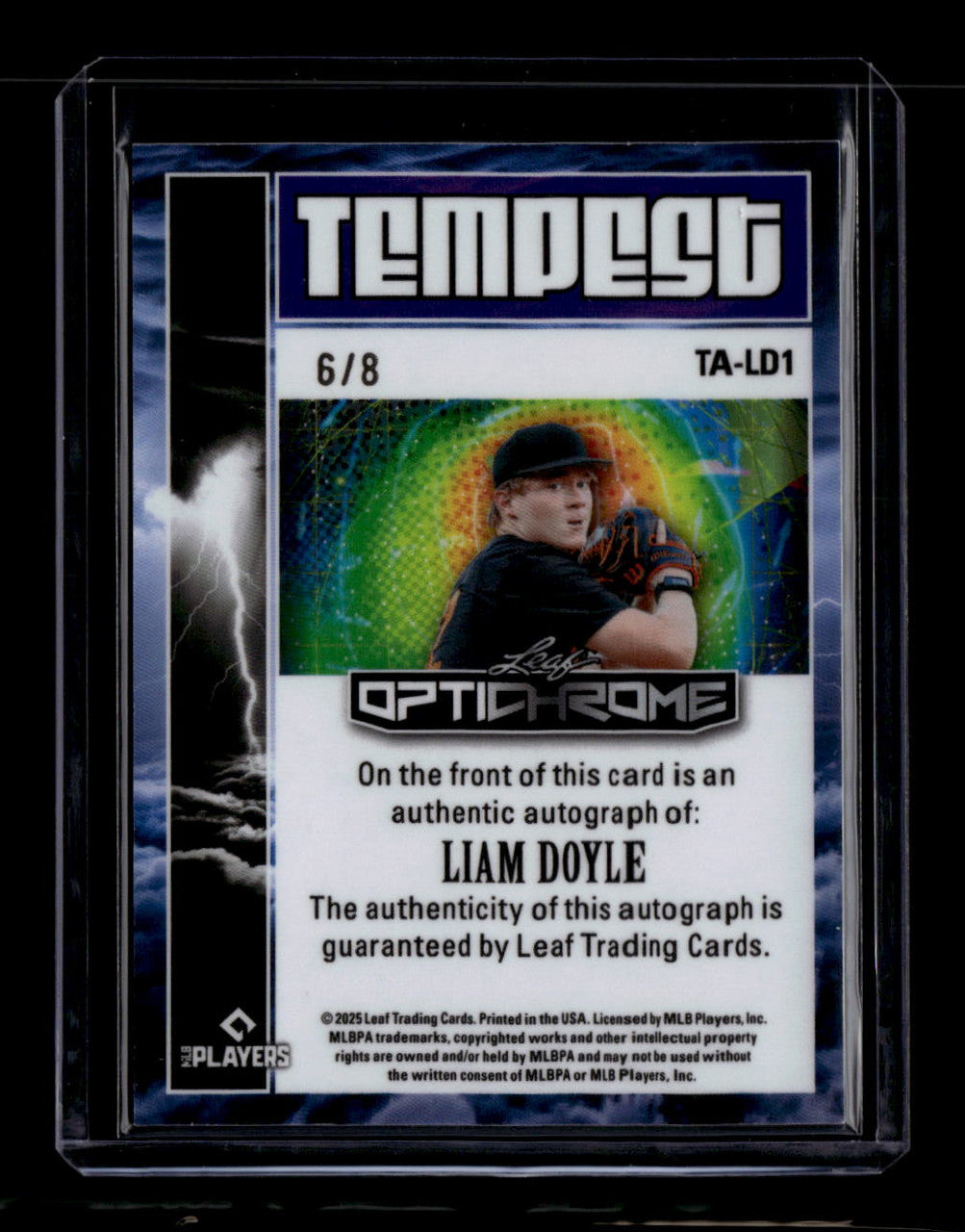 2025 Leaf Optichrome Tempest Pink Lava tald1 Liam Doyle Rookie Auto 6/8