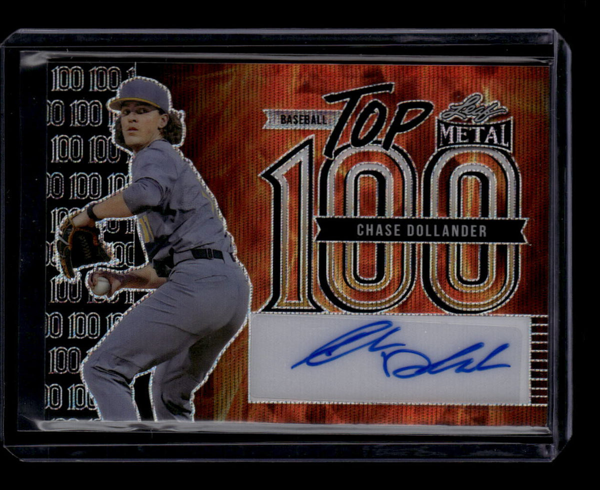 2023 Leaf Metal Top 100 Autographs Wave Orange Chase Dollander Rookie Auto 2/8