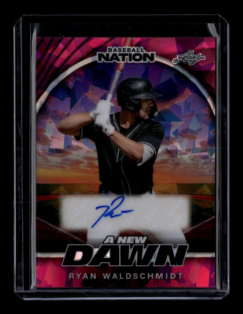 2025 Leaf Baseball Nation A New Dawn Pink Crystal Ryan Waldschmidt RC Auto 3/6