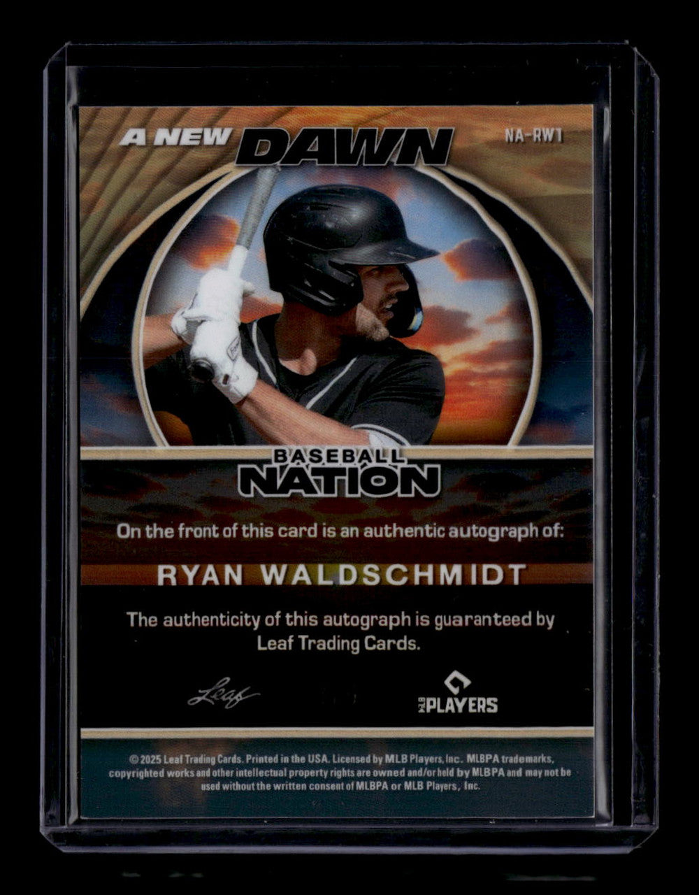 2025 Leaf Baseball Nation A New Dawn Pink Crystal Ryan Waldschmidt RC Auto 3/6