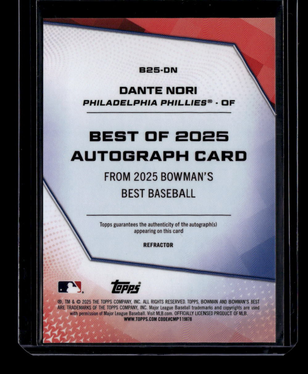 2025 Bowman's Best of '25 Autographs Refractor b25dn Dante Nori Rookie Auto