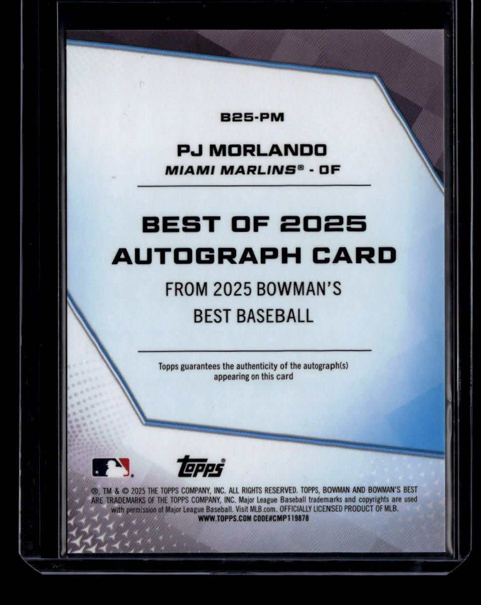 2025 Bowman's Best of '25 Autographs Green Refractor PJ Morlando Rookie Auto /99