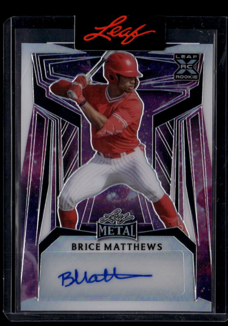 SOLD 183920 2023 Leaf Metal Autograph Pre-Production Proof Galaxy Brice Matthews RC Auto 1/1