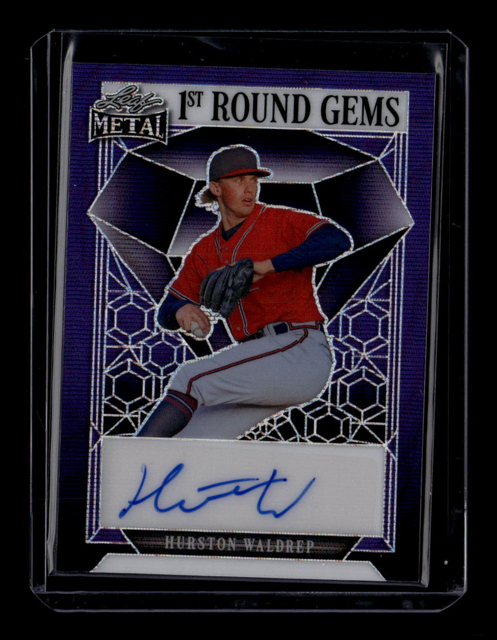 2023 Leaf Metal 1st Round Gems Autographs Wave Purple Hurston Waldrep RC Auto /7