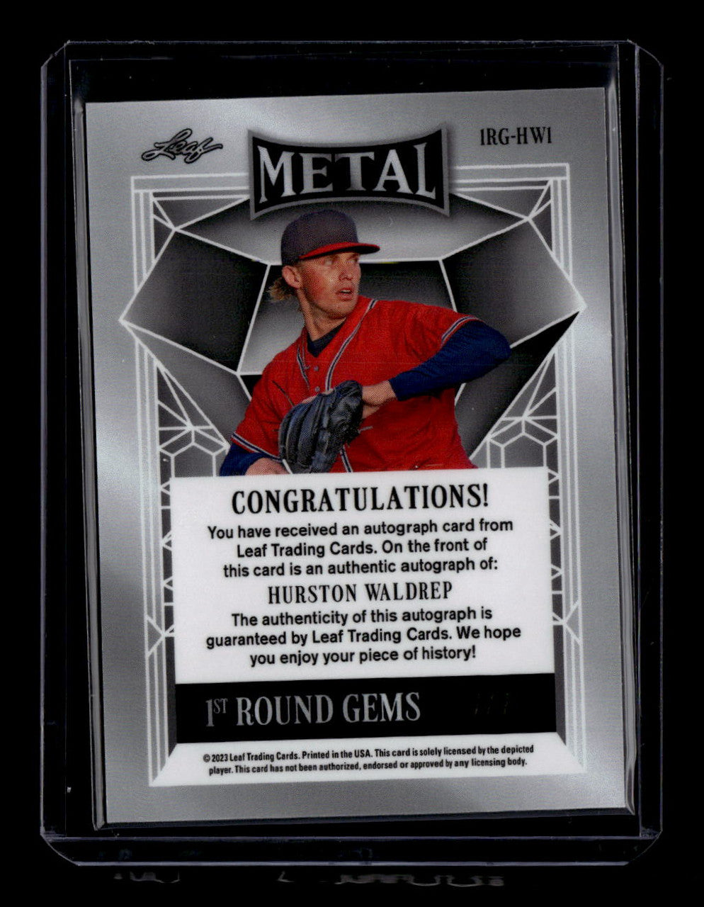 2023 Leaf Metal 1st Round Gems Autographs Wave Purple Hurston Waldrep RC Auto /7