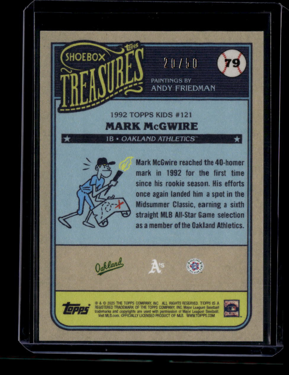 SOLD 183946 2025 Topps Shoebox Treasures Sepia Filter 79 Mark McGwire 20/50