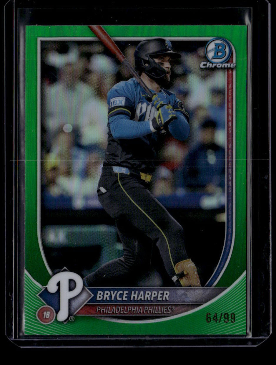 2025 Bowman Chrome Green Refractor 37 Bryce Harper 64/99