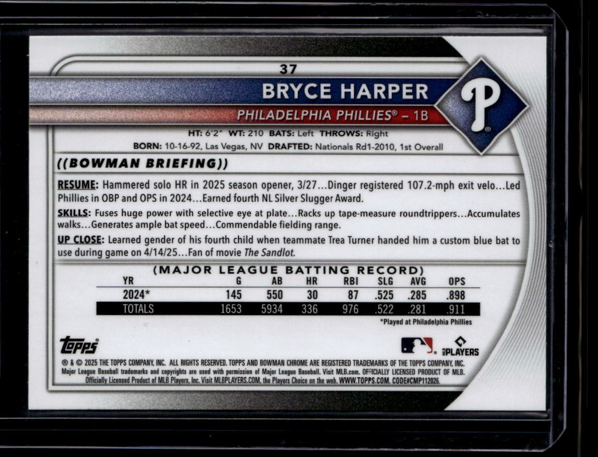 2025 Bowman Chrome Green Refractor 37 Bryce Harper 64/99