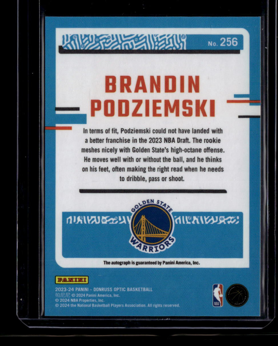SOLD 183955 2023-24 Donruss Optic 256 Brandin Podziemski RR Rated Rookie Auto