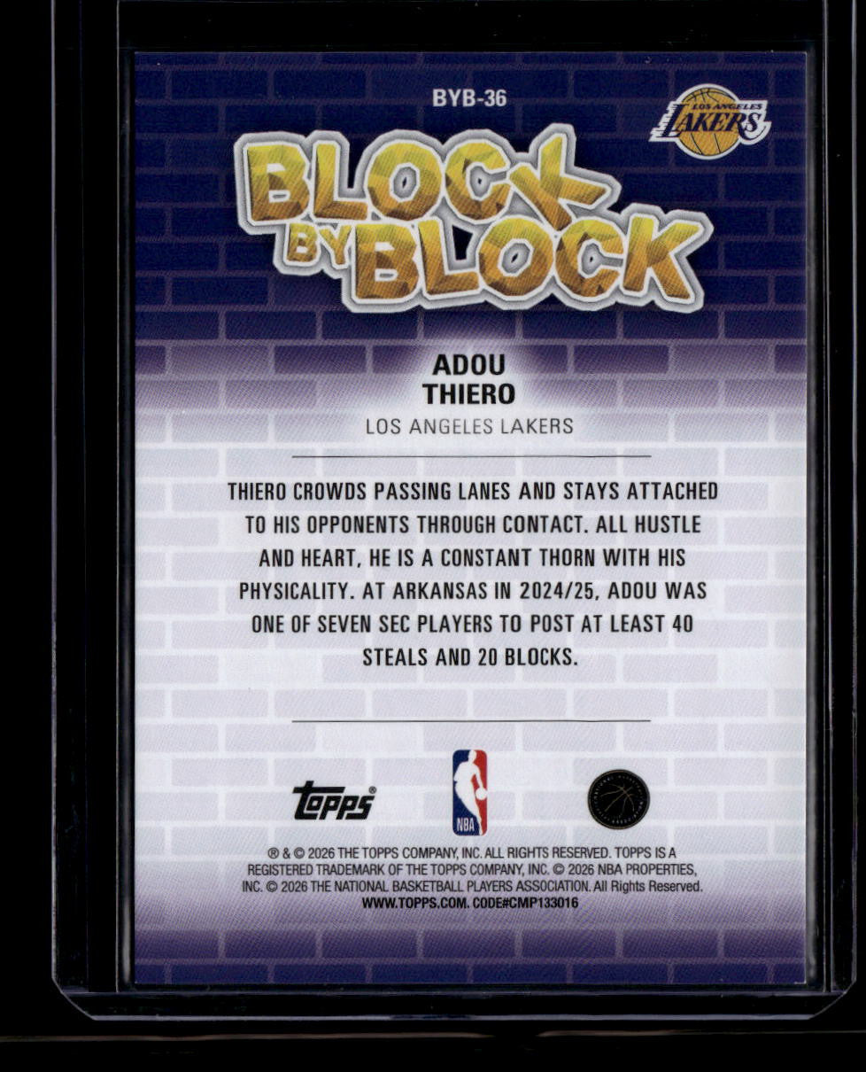 SOLD 183956 2025-26 Hoops Block By Block byb36 Adou Thiero Rookie