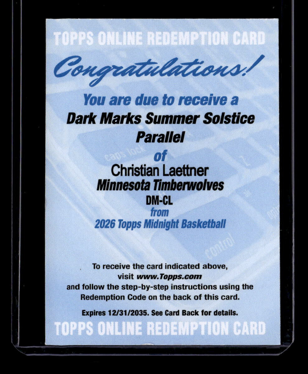 SOLD 183958 2025-26 Topps Midnight Dark Marks Summer Solstice Christian Laettner Auto /50