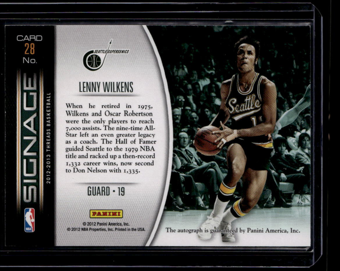 SOLD 183959 2012-13 Panini Threads Signage 28 Lenny Wilkens Auto