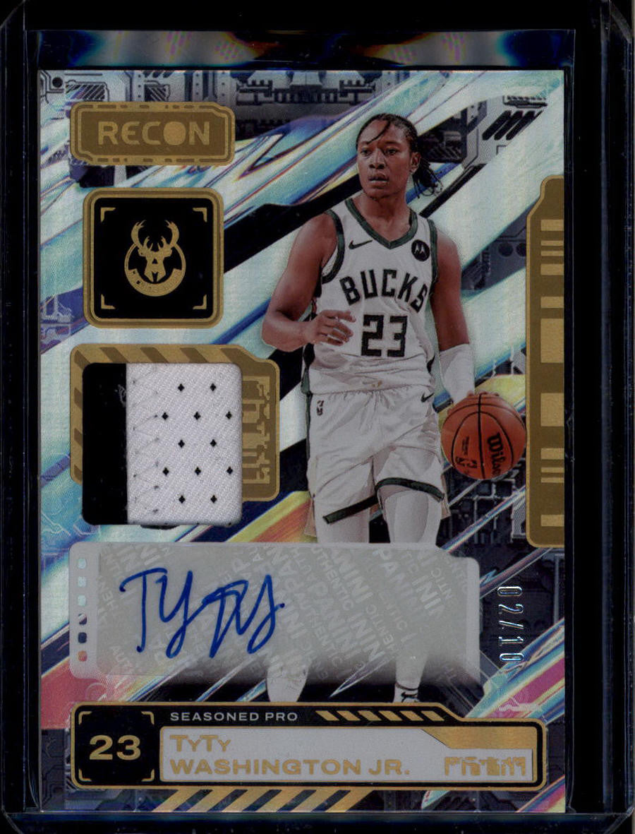 2023-24 Panini Recon Seasoned Pro Autographs Gold TyTy Washington Patch Auto /10