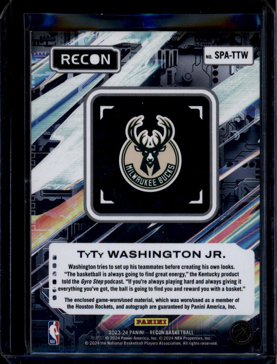 2023-24 Panini Recon Seasoned Pro Autographs Gold TyTy Washington Patch Auto /10