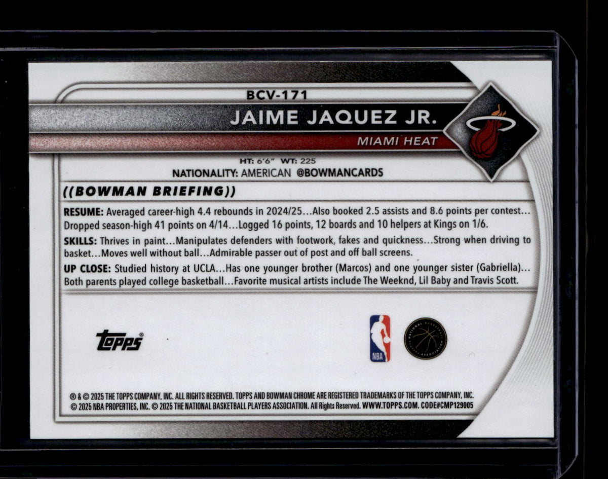 2025-26 Bowman Chrome Gold Mojo Refractor bcv171 Jaime Jaquez Jr. 17/50