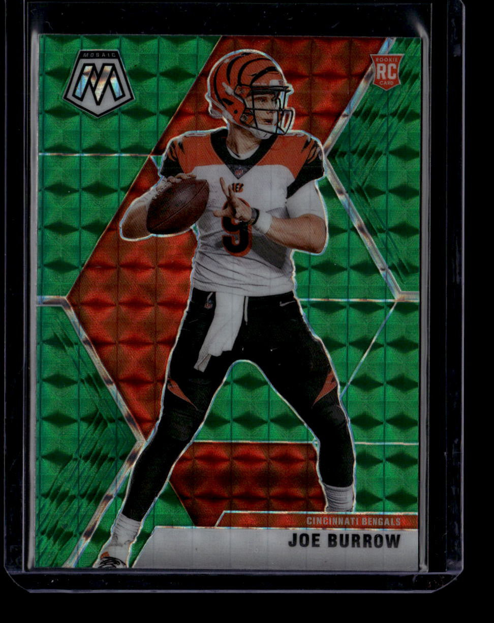 SOLD 183981 2020 Panini Mosaic Mosaic Green Refractor 201 Joe Burrow Rookie