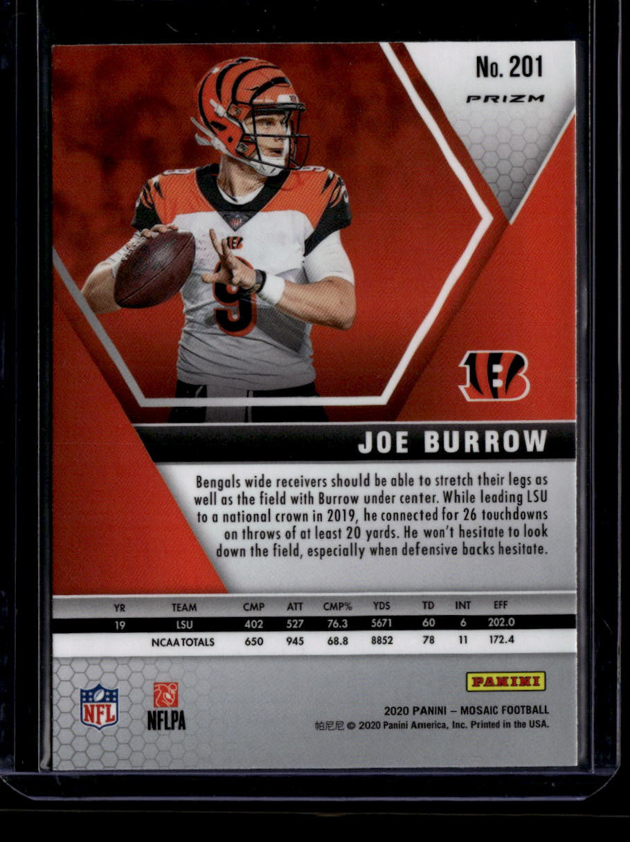 SOLD 183981 2020 Panini Mosaic Mosaic Green Refractor 201 Joe Burrow Rookie
