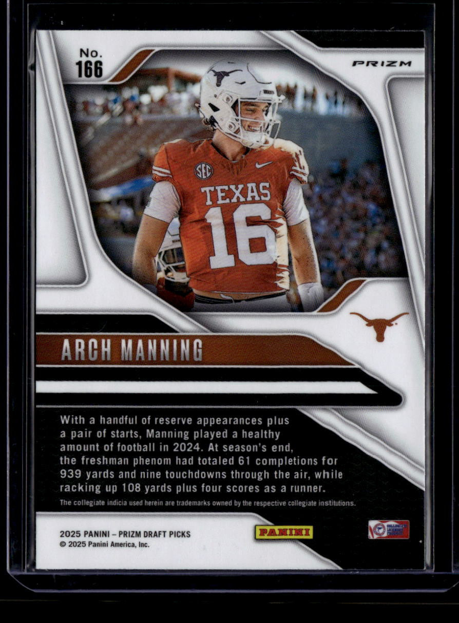 2025 Panini Prizm Draft Picks Prizms Ruby Wave Refractor 166 Arch Manning Rookie