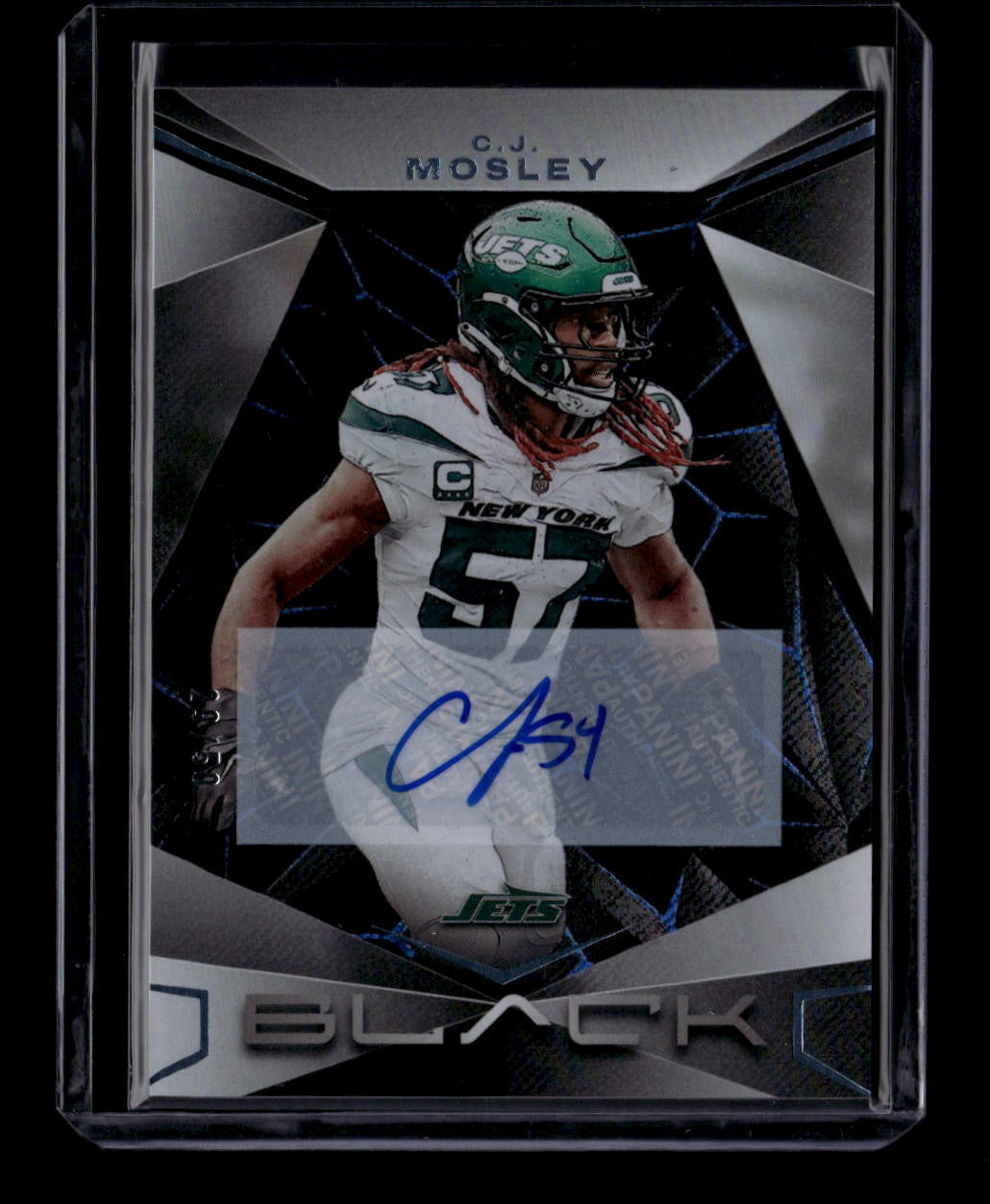 2024 Panini Black Autographs Sapphire 83 C. J. Mosley Auto 29/50