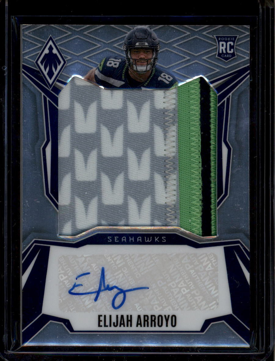 SOLD 183998 2025 Panini Phoenix Rookie Autographs Elijah Arroyo RC Jumbo Patch Auto 114/199