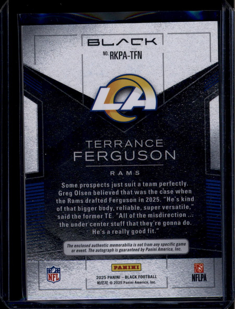 SOLD 184001 2025 Panini Black Rookie Autograph Citrine Terrance Ferguson RC Patch Auto 75/99