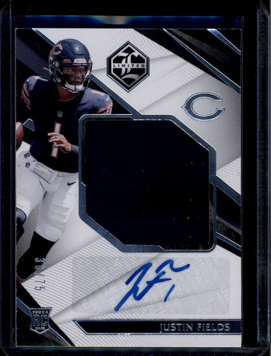 SOLD 184002 2021 Limited Silver Spotlight 146 Justin Fields Rookie Jersey Auto 38/75
