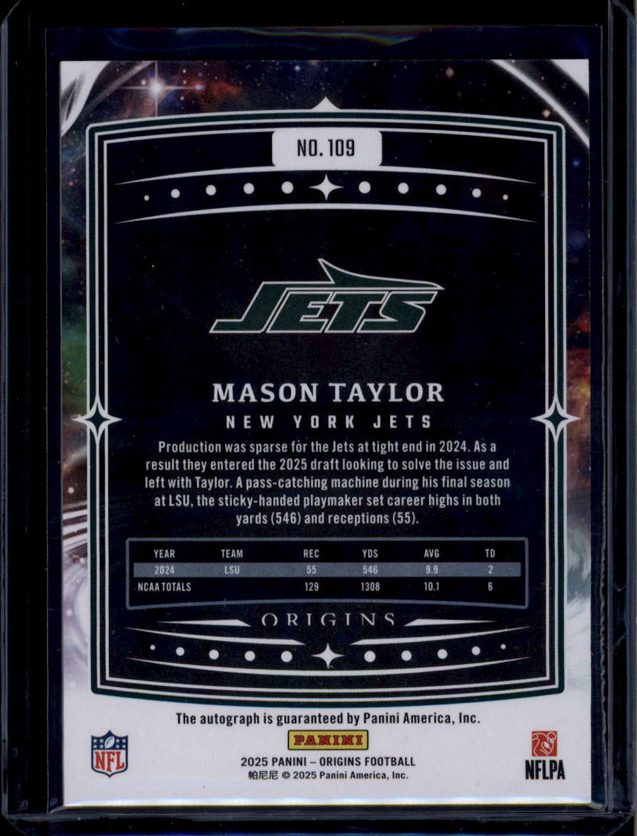 2025 Panini Origins Rookie Signatures 109 Mason Taylor RC Auto 38/99