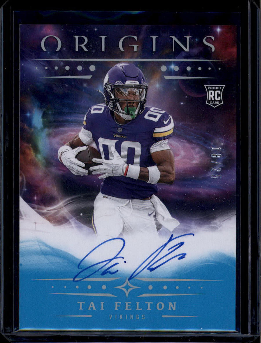 2025 Panini Origins Rookie Autographs Turquoise 28 Tai Felton RC Auto 18/25