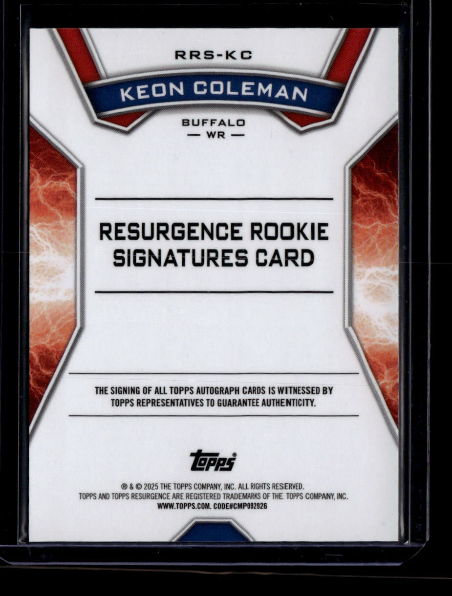 SOLD 184007 2024 Topps Resurgence Rookie Signatures White Surge Keon Coleman RC Auto 25/125