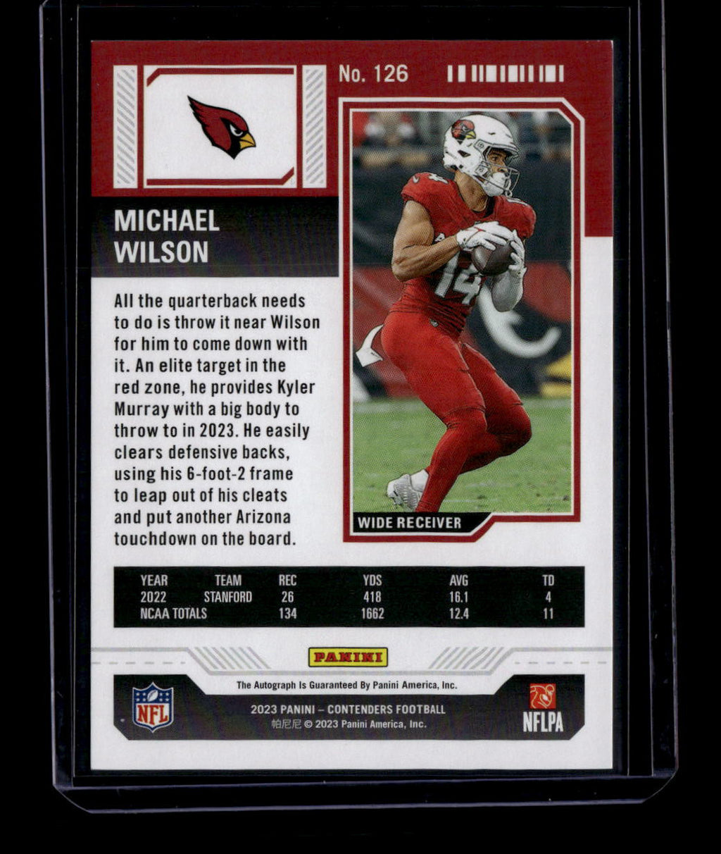 SOLD 184012 2023 Panini Contenders Playoff Ticket 126 Michael Wilson Rookie Auto 90/149