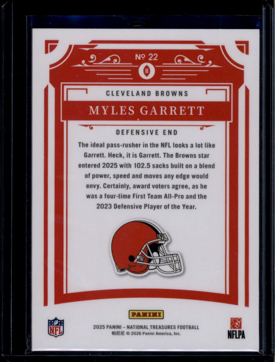2025 Panini National Treasures 22 Myles Garrett 75/99