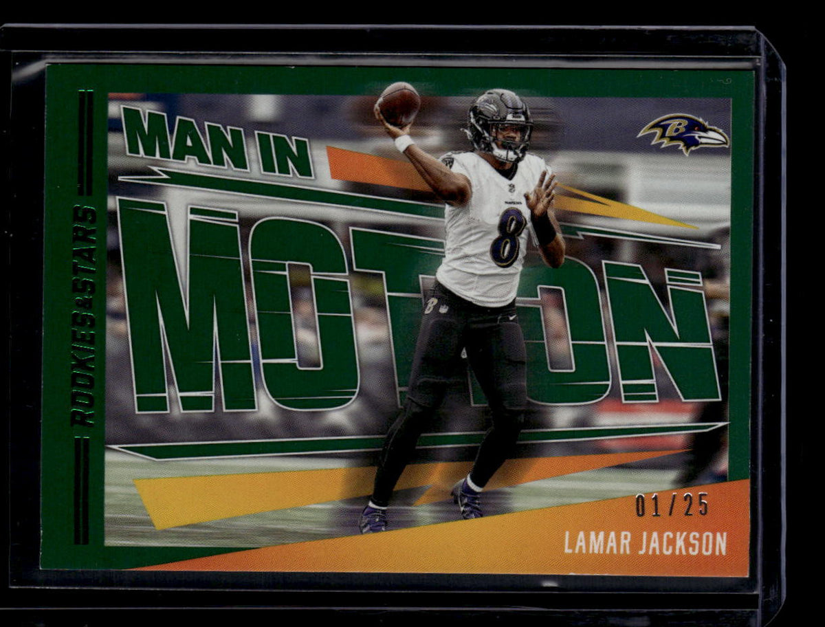 2023 Rookies and Stars Man In Motion Green 24 Lamar Jackson 1/25