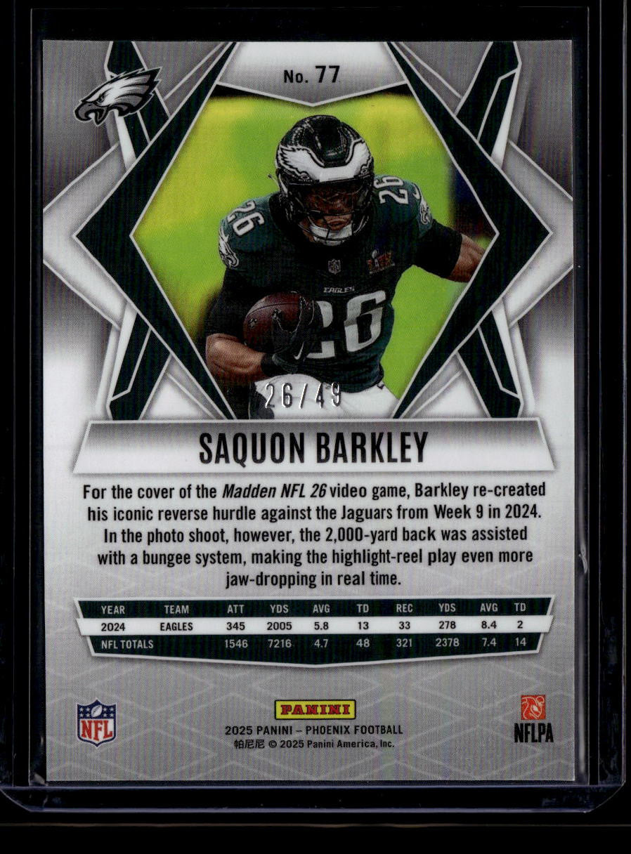 2025 Panini Phoenix Purple Seismic 77 Saquon Barkley 26/49