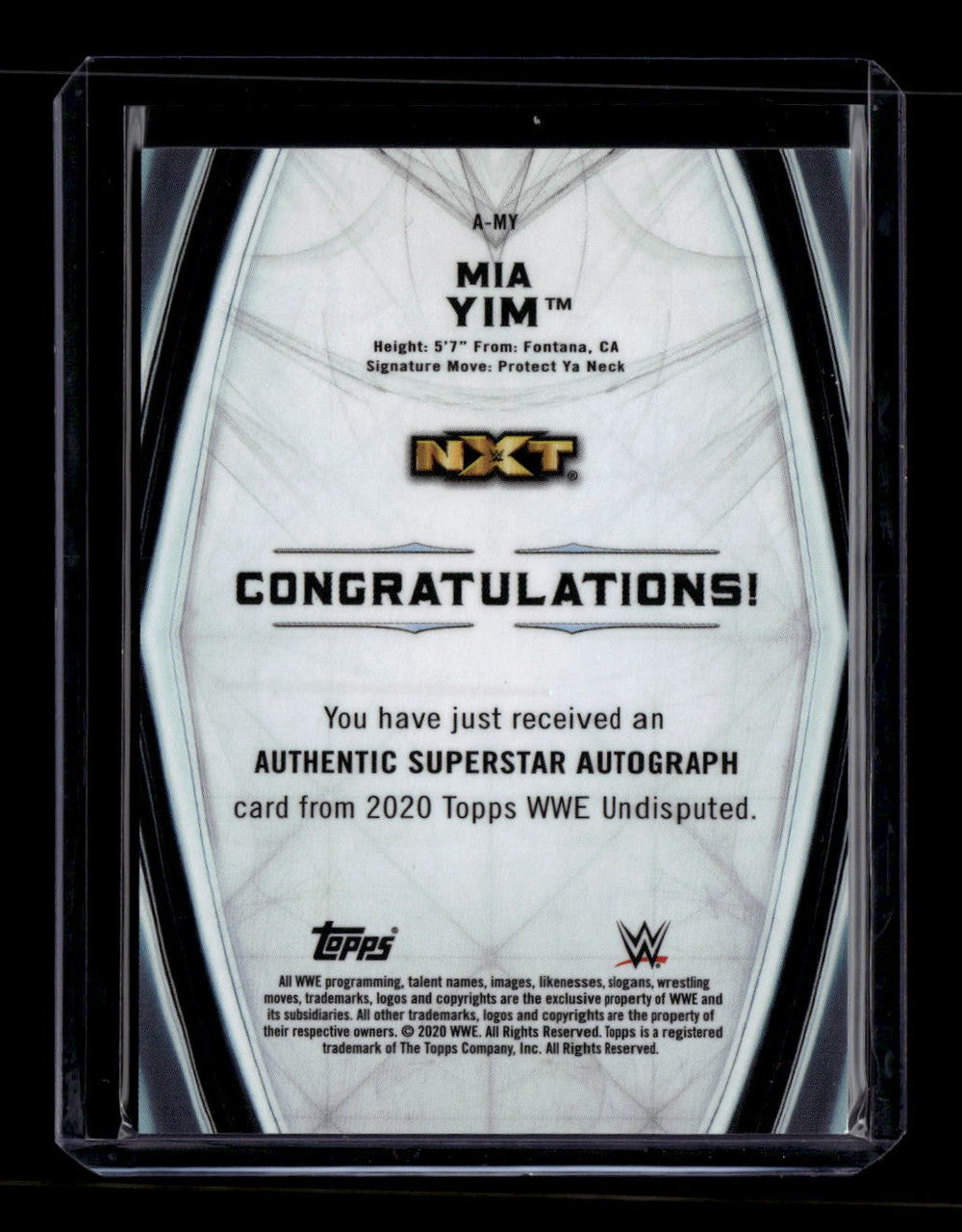 2020 Topps WWE Undisputed Autographs Orange AMY Mia Yim Auto 68/99